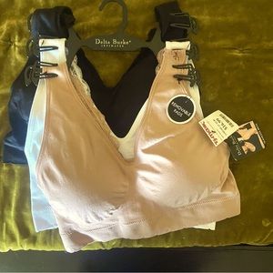 Delta Burke Intimates Seamless Bras set of 3 tam black and white 1X